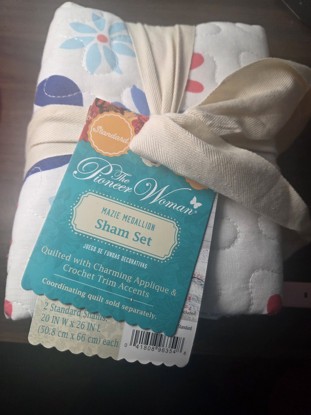 The Pioneer Woman White Sham Set with Blue and Pink Floral Accents